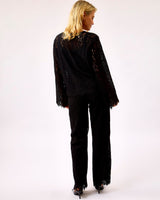 Black Viana Lace Trimmed Pants