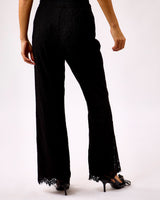 Black Viana Lace Trimmed Pants