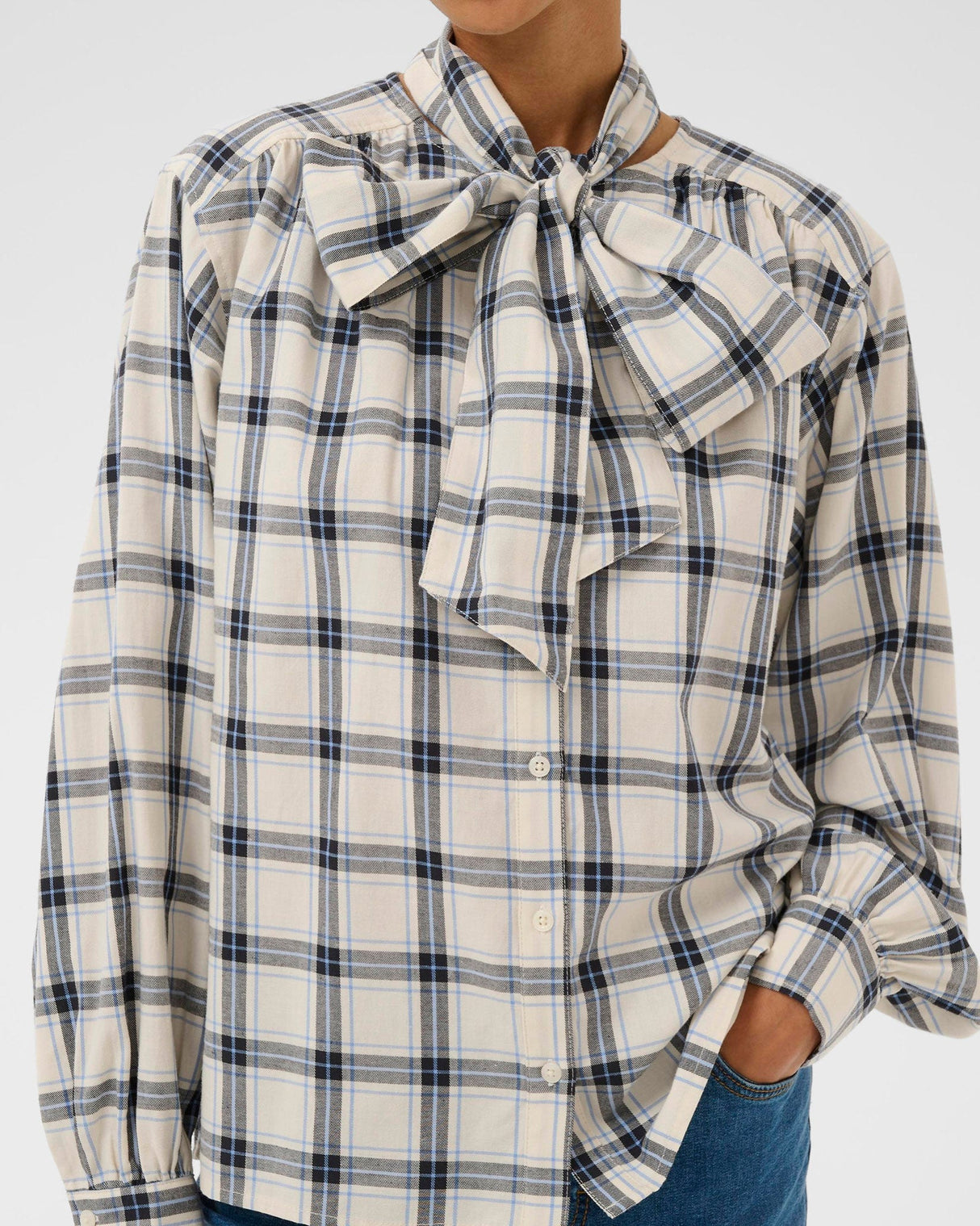 Dark Navy Yanina Check Blouse