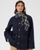 Dark Navy Check Blue Phia Scarf