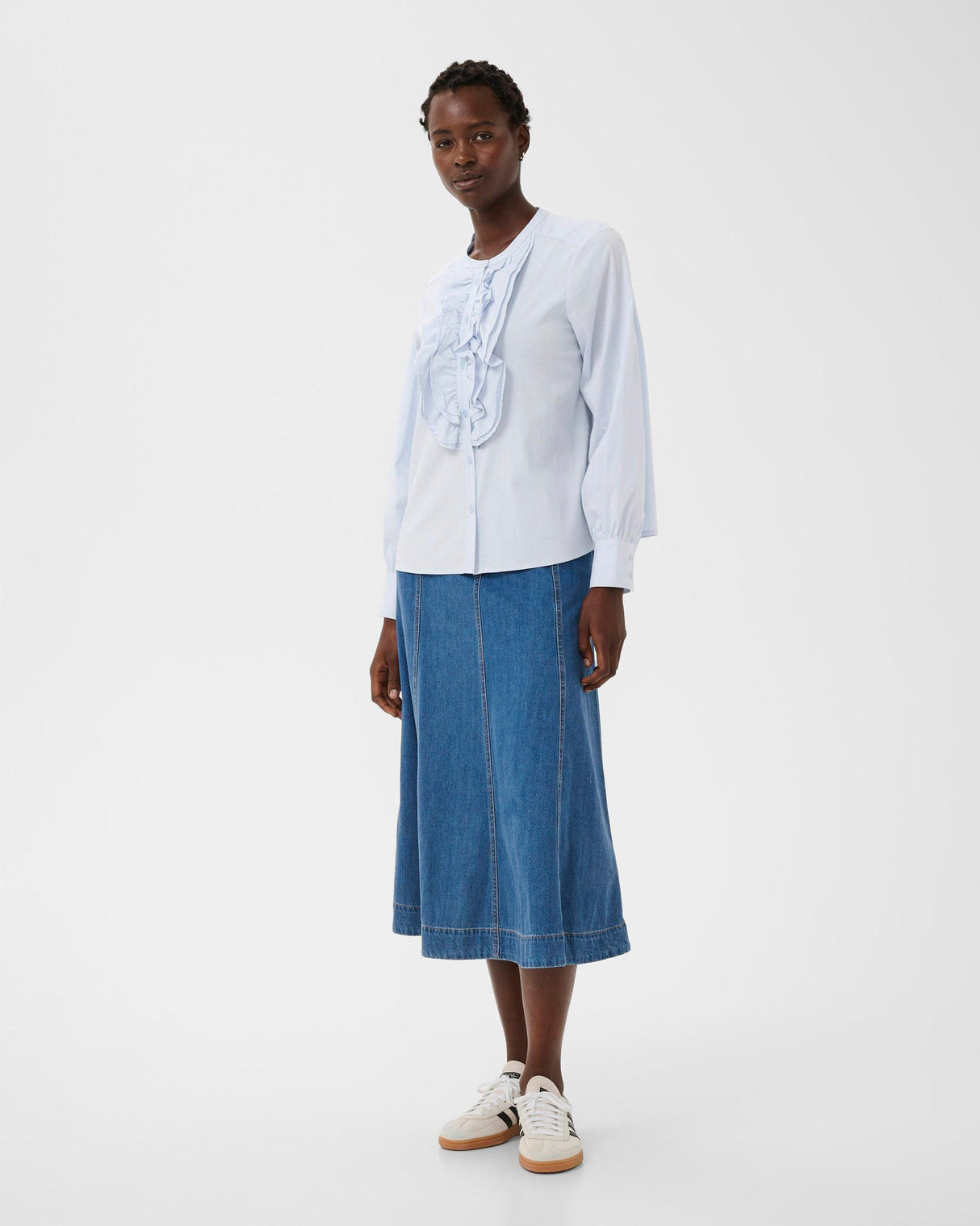 Heather Blue Zaina Ruffle Shirt