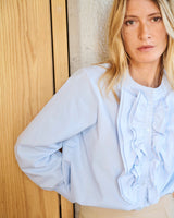 Heather Blue Zaina Ruffle Shirt