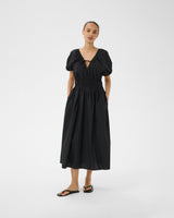 Black-Bodilla-Cotton-Shirred-Waist-Dress