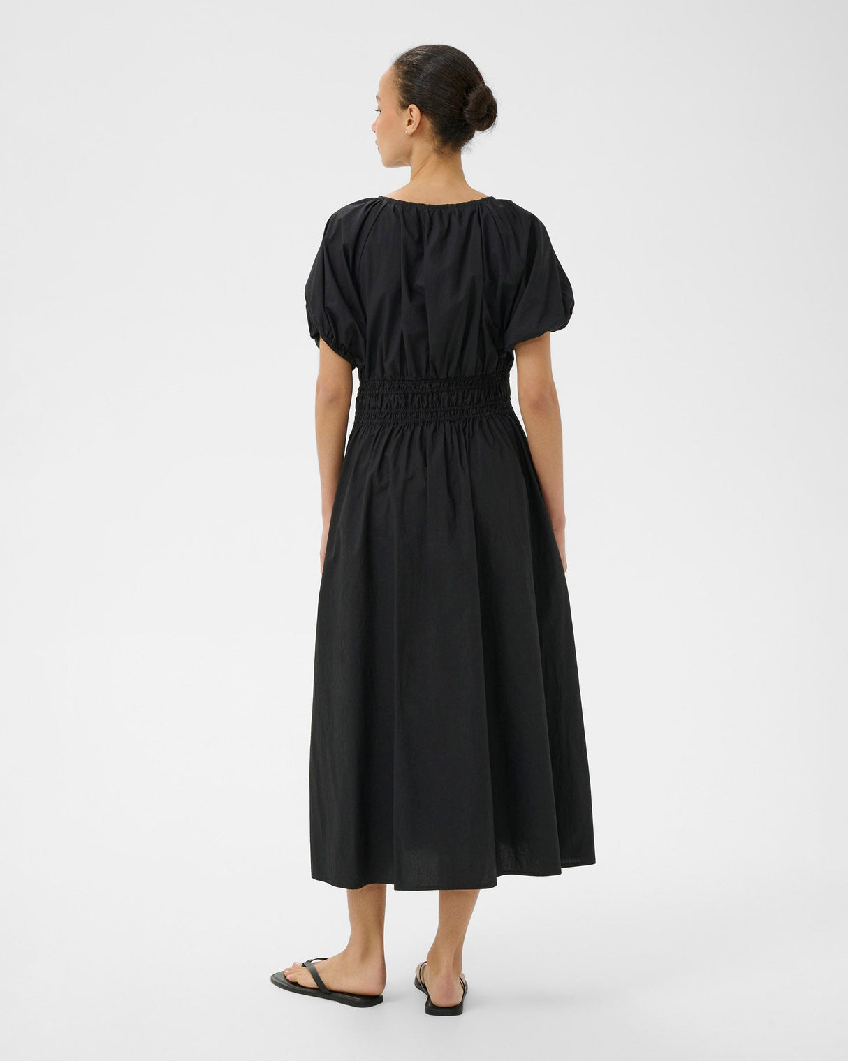 Black-Bodilla-Cotton-Shirred-Waist-Dress