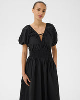 Black Bodilla Cotton Shirred Waist Dress