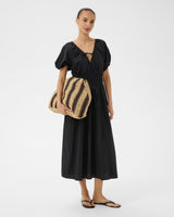 Black Bodilla Cotton Shirred Waist Dress