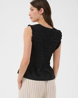 Black-Borgny-Cotton-Sleeveless-Shirred-Top