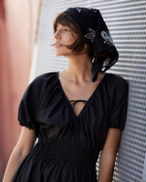 Black & Eggnog Phias Cotton Embroidered Scarf