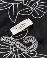 Black & Eggnog Phias Cotton Embroidered Scarf