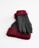 Grey & Maroon Colour Block Thinsulate Hat