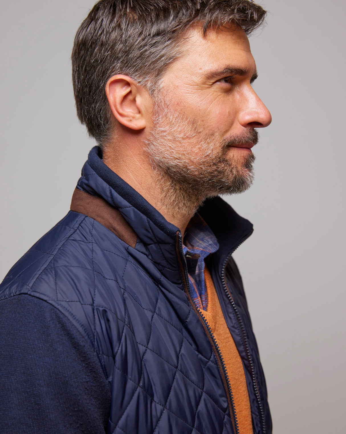 Navy Hybrid Quilted Jacket