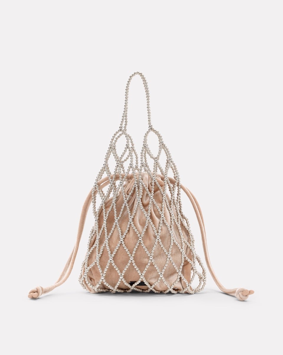Silver Chrome Beaded Shoulder Bag