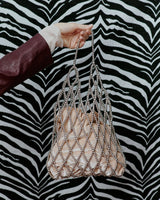 Silver Chrome Beaded Shoulder Bag