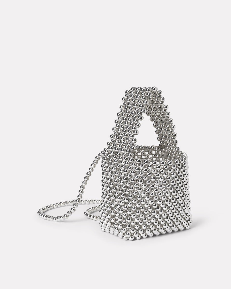 Silver Chrome Beaded Handbag