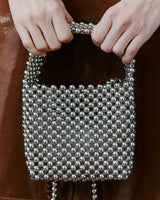 Silver Chrome Beaded Handbag