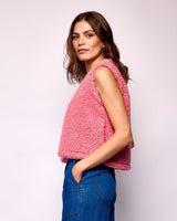 Pink Textured Sheep Wool Bolero Vest
