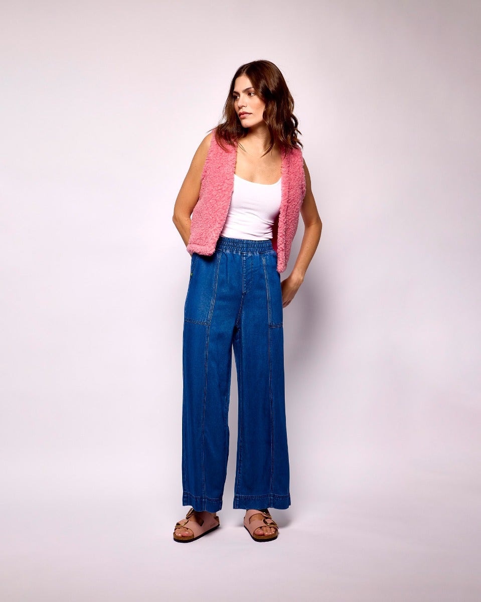 Pink Textured Sheep Wool Bolero Vest
