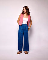 Pink Textured Sheep Wool Bolero Vest