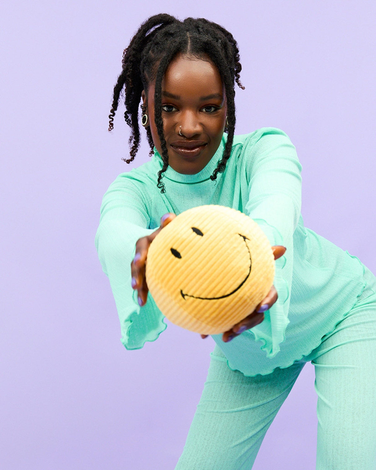 Yellow Smiley Corduroy Soft Toy