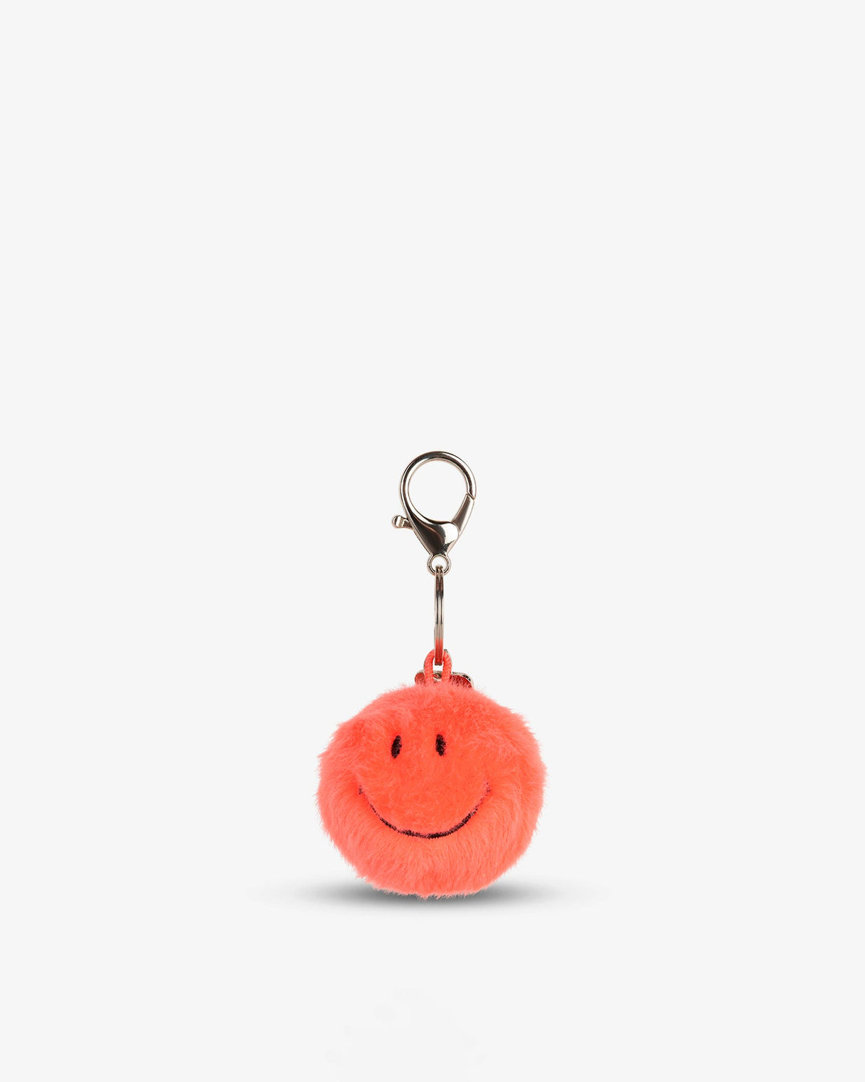Bright-Coral-Smiley-Fuzzy-Keychain