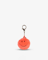 Bright-Coral-Smiley-Fuzzy-Keychain