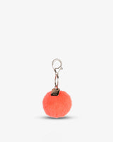 Bright Coral Smiley Fuzzy Keychain