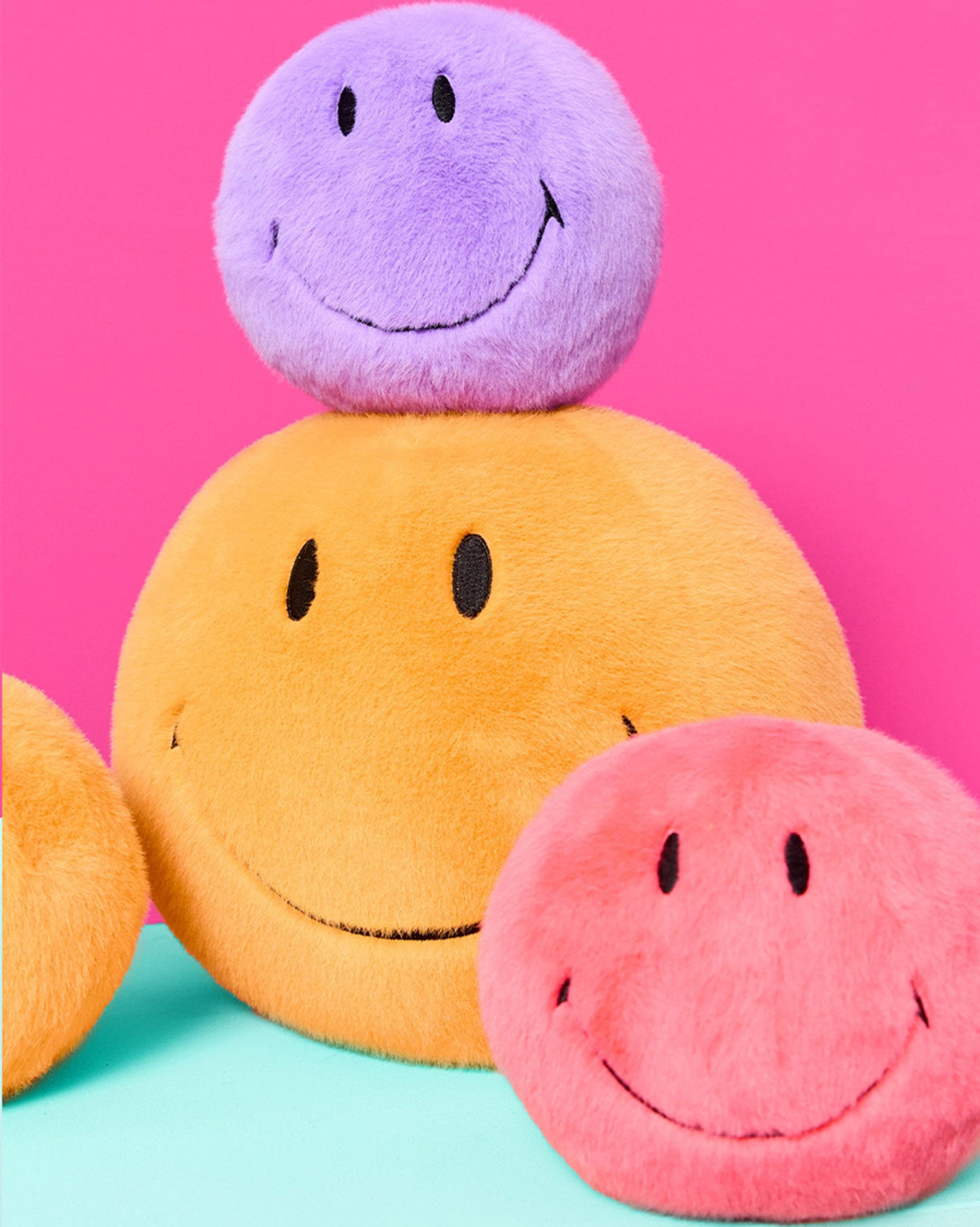 Bright Purple Smiley Fuzzy Soft Toy