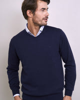 Club-Navy-Fine-Gauge-Cotton-V-Neck-Jumper