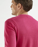Crackle-Pink-Fine-Gauge-Cotton-V-Neck-Jumper