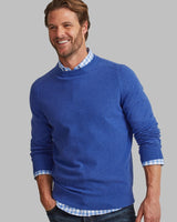 Military Blue Micro Texture Crew Neck Jumper