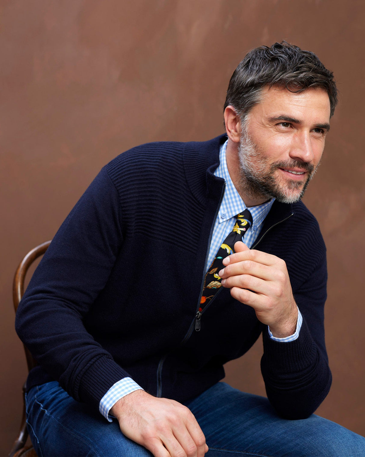 Navy Lambswool Knit Cardigan