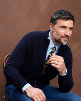 Navy Lambswool Knit Cardigan