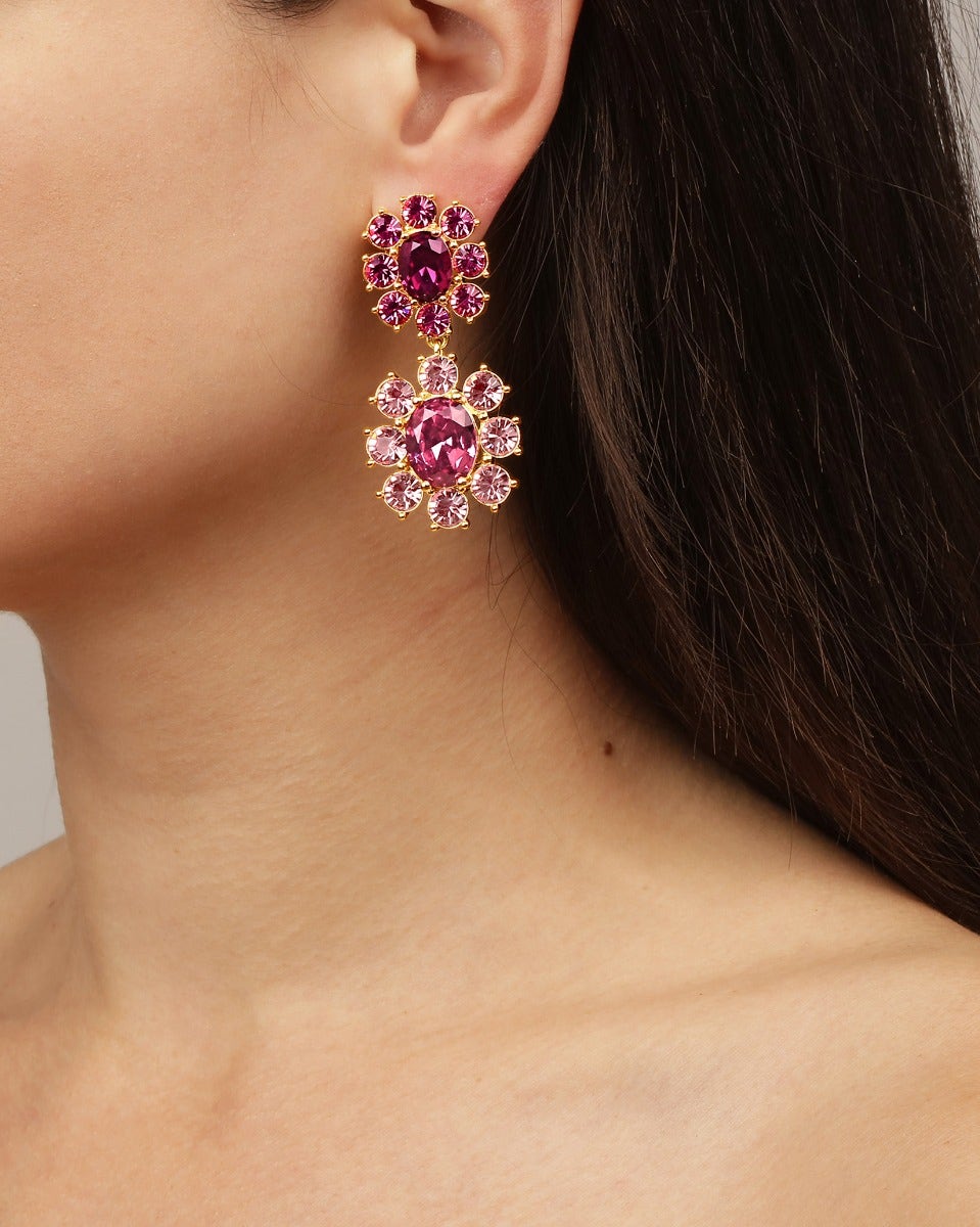 Lina Rose & Pink Crystal Chandelier Earrings