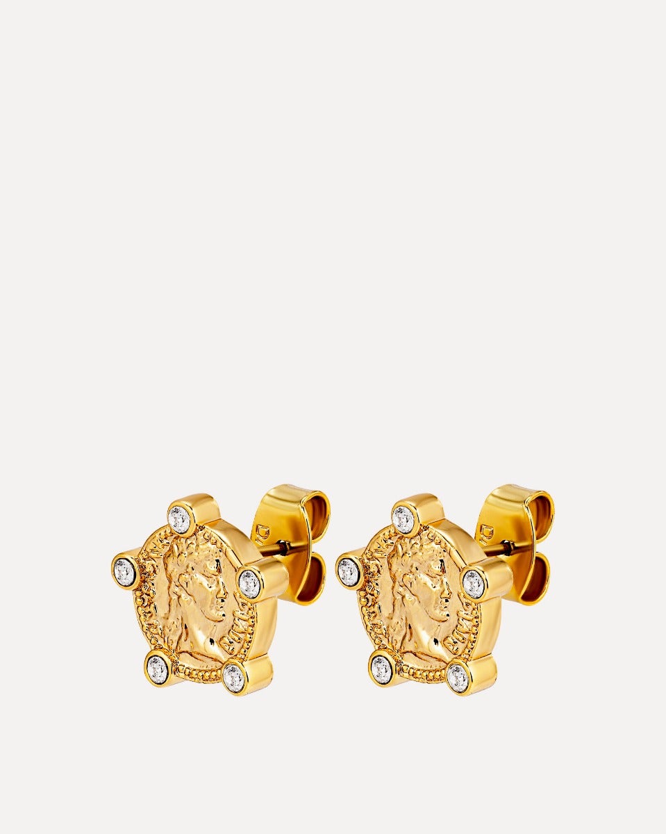 Lucca Crystal Coin Stud Earrings