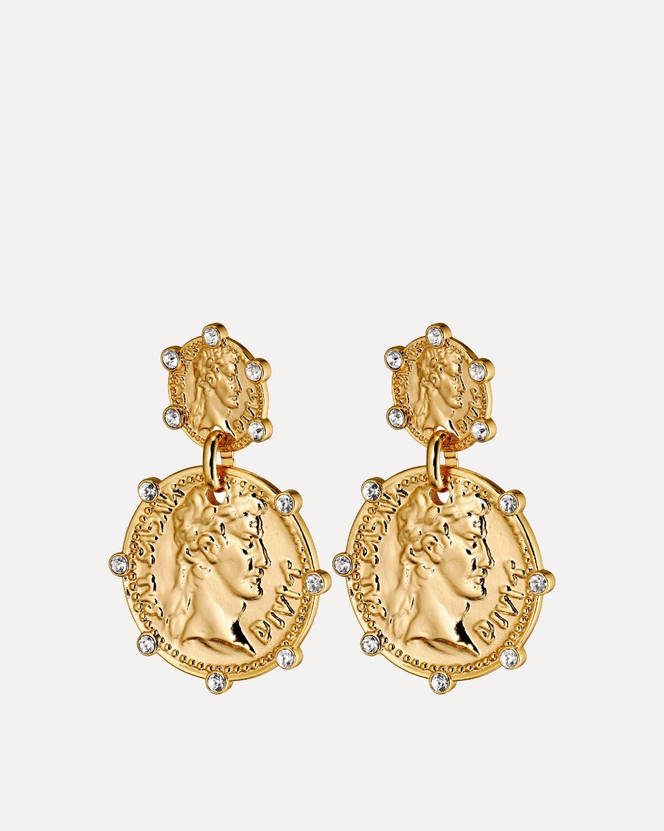 Monza Crystal Coin Drop Earrings