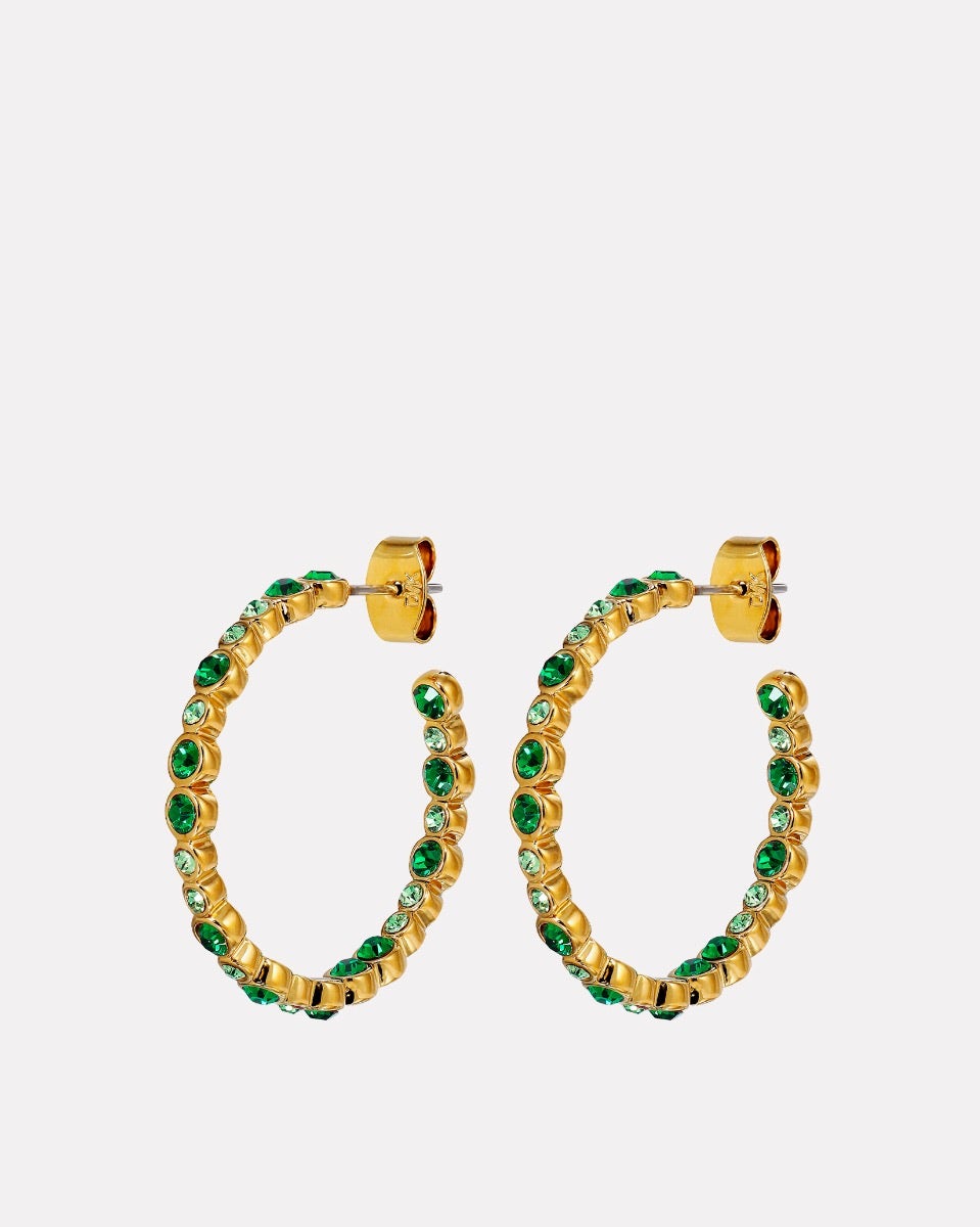 Emerald Green Crystal Nandita Hoop Earrings