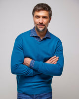 Aqua Lambswool V-Neck Knit Jumper