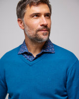 Aqua Lambswool V-Neck Knit Jumper