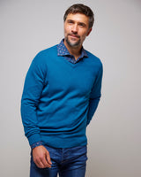 Aqua Lambswool V-Neck Knit Jumper