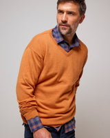 Burnt Ochre Lambswool V-Neck Knit Jumper
