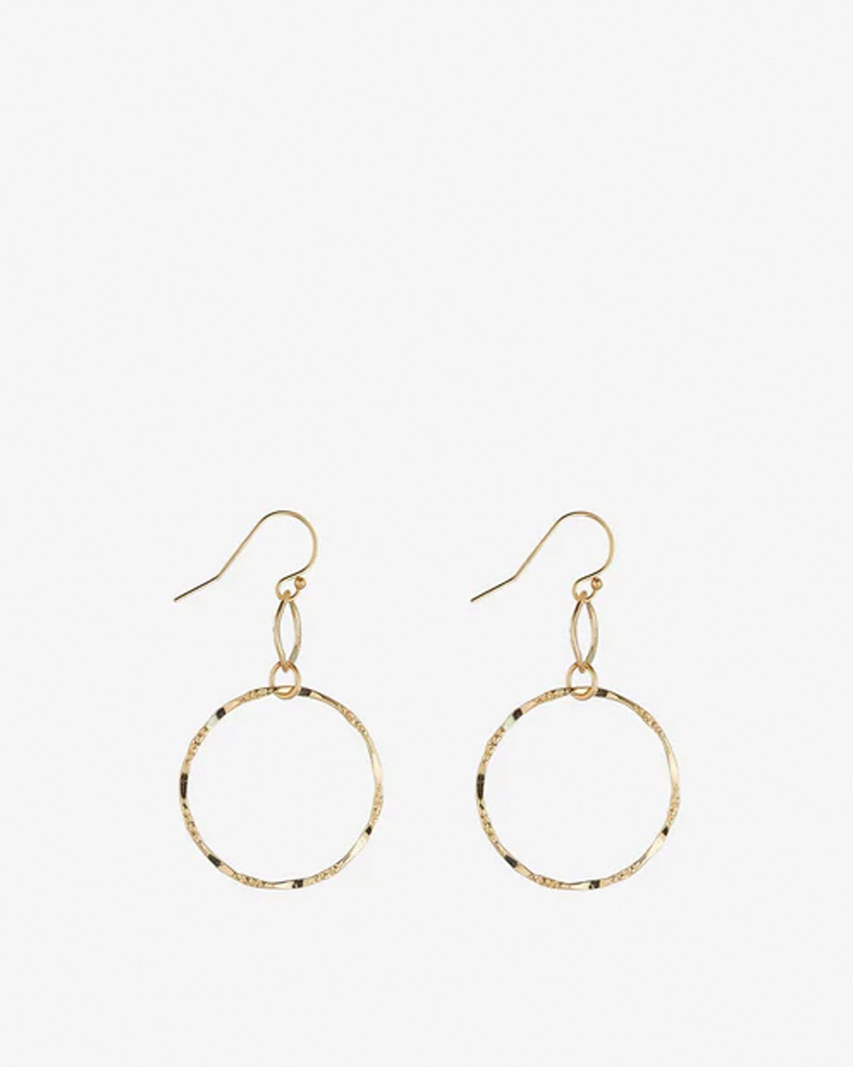 Gold Filled Molten Double Circle Drop Earrings