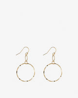 Gold Filled Molten Double Circle Drop Earrings
