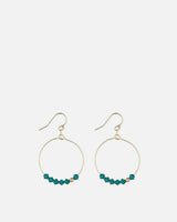 Emerald Green Crystal Row Gold Filled Hoop Earrings