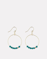 Emerald Green Crystal Row Gold Filled Hoop Earrings