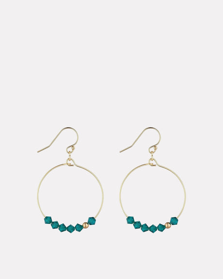 Emerald Green Crystal Row Gold Filled Hoop Earrings