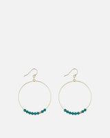 Emerald Green Crystal Row Gold Filled Hoop Earrings