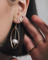 Round Pearl Gold Filled Oval Chandelier Earrings
