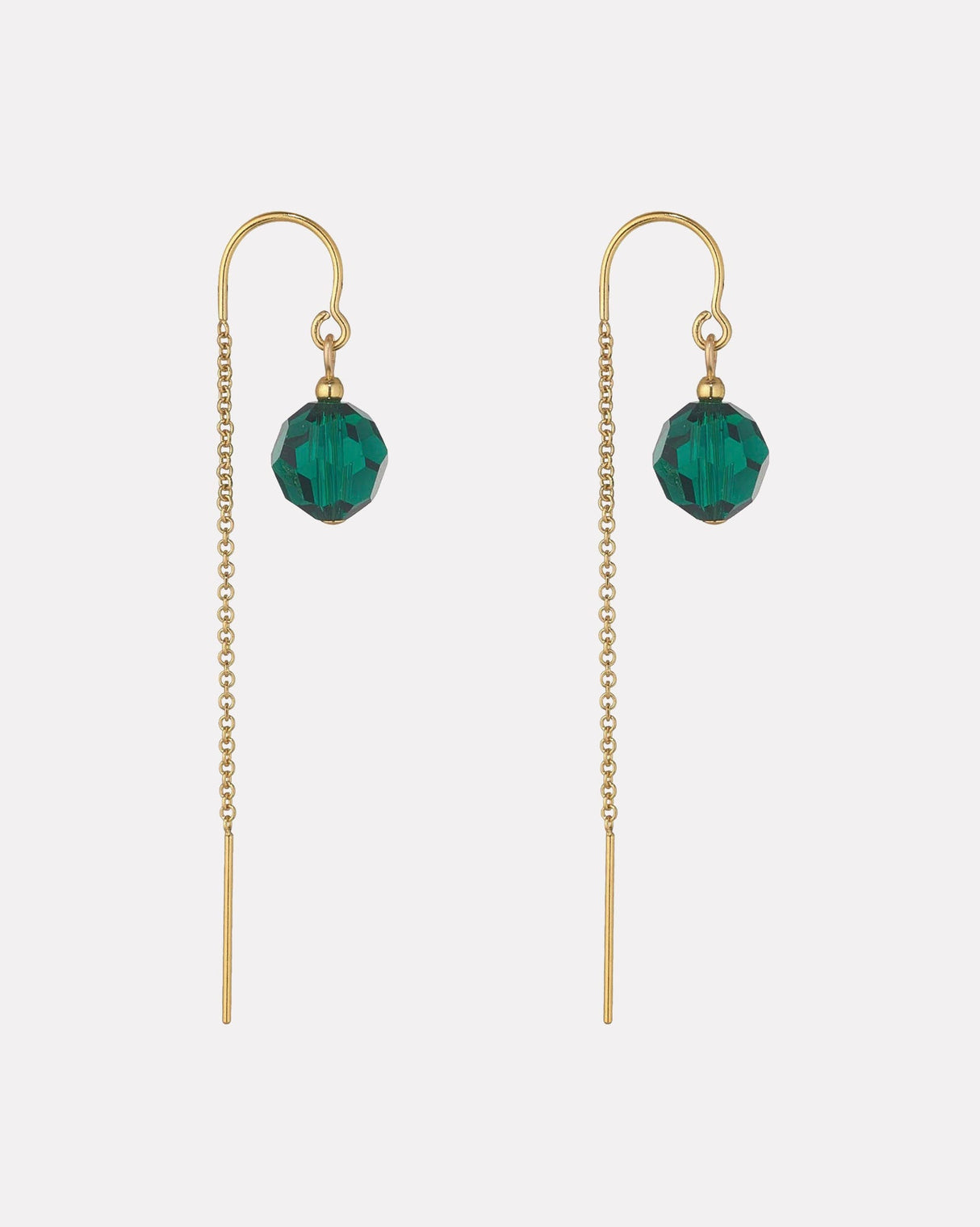 Emerald-Green-Globe-Gold-Filled-Half-Threader-Earrings