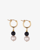 Gold-Filled-Pearl-Black-Agate-Clip-Hoop-Earrings
