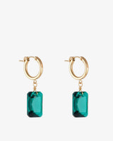 Gold-Filled-Emerald-Cut-Green-Crystal-Clip-Hoop-Earrings
